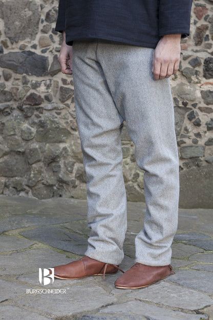 Azure Briseis Wool Thorsberg Pants in Fenris Grey, showcasing comfortable festival and party wear with a stylish fit.