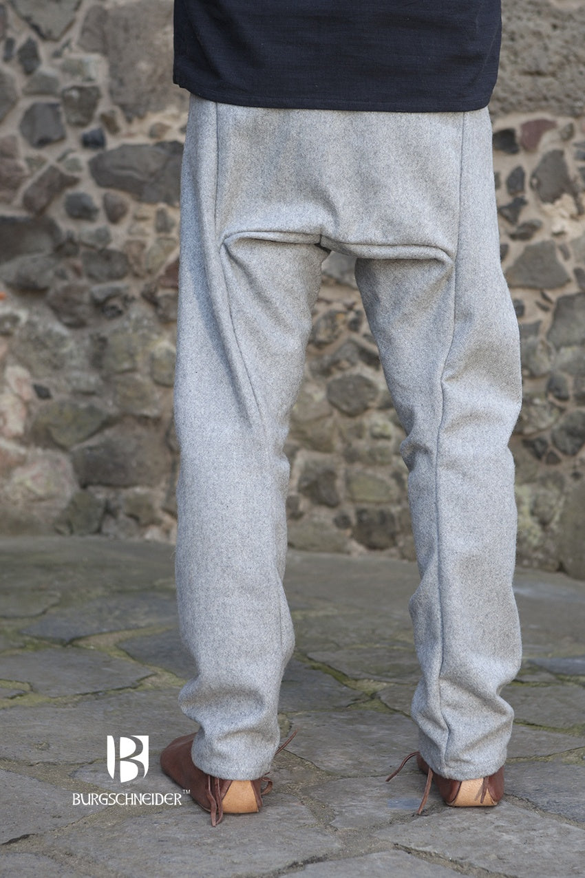 Azure Briseis Wool Thorsberg Pants in Fenris Grey, featuring a comfortable fit and stylish design suitable for festivals and parties.