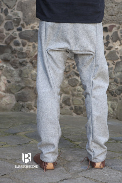 Azure Briseis Wool Thorsberg Pants in Fenris Grey, featuring a comfortable fit and stylish design suitable for festivals and parties.