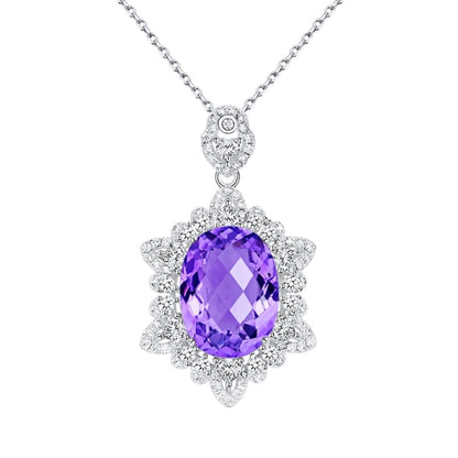 Carmine Juneberry LuxeJewels Amélys Clarity Pendant necklace with a sparkling gemstone on a delicate chain.
