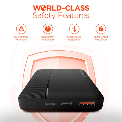 Sky Iapetus HyperGear 10000mAh 20W PD USB Power Bank for mobile and laptop charging, compact and portable device in black.