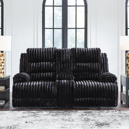 Black Contemporary Reclining Loveseat With USB Charging