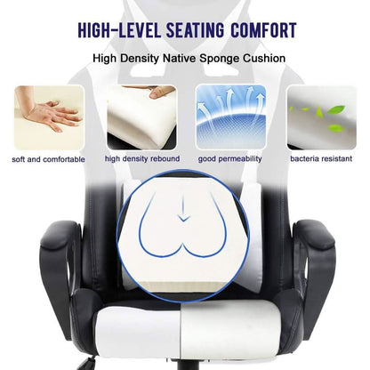 Ergonomic Gaming Chair White With Lumbar Support High Back