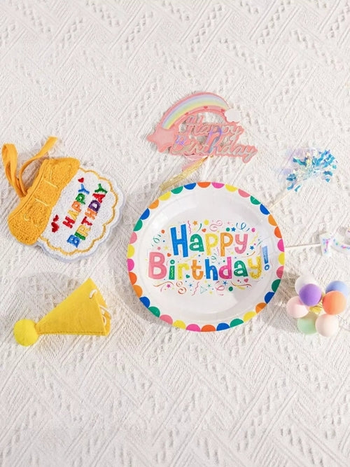 Pear Daisy 7-piece pet birthday hat and scarf set with colorful accessories, perfect for celebrating pets&