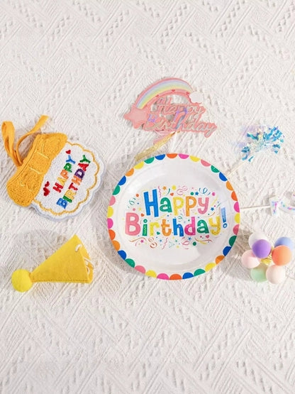 Pear Daisy 7-piece pet birthday hat and scarf set with colorful accessories, perfect for celebrating pets&