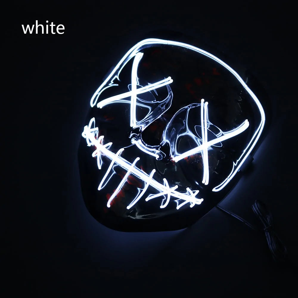 White Eucalyptus Halloween LED mask for pets, featuring glowing lights and spooky design for festive pet costumes.