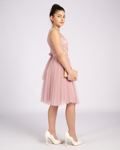 Mia Pink Tulle and Lace knee length Dress " evening dresses "
