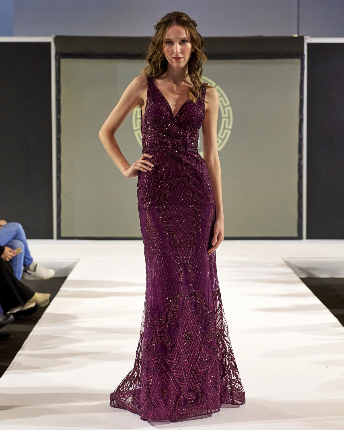 Lisandra Merlot Glitter Lace " evening dresses"