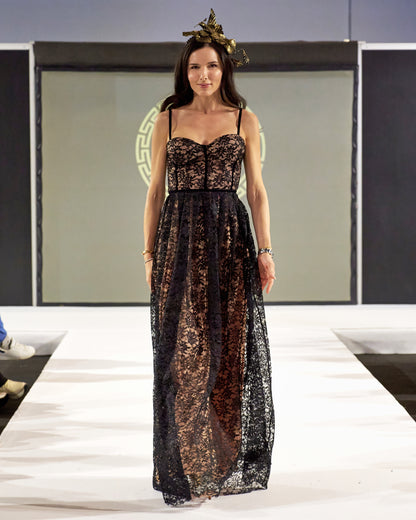 Stefania Black Floral Lace Maxi Dress Evening Dresses Stefania Black Floral Lace Maxi Dress
