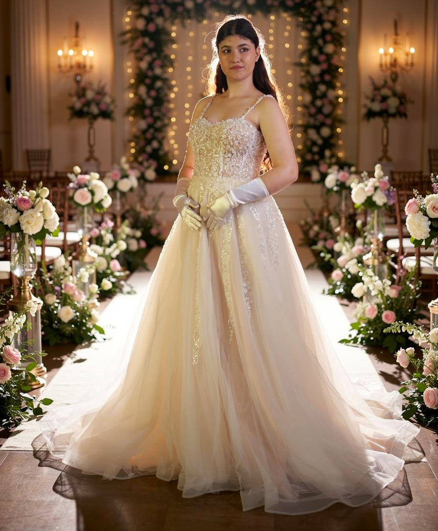 Elisana Nude Princess Bridal Gown Wedding Dresses