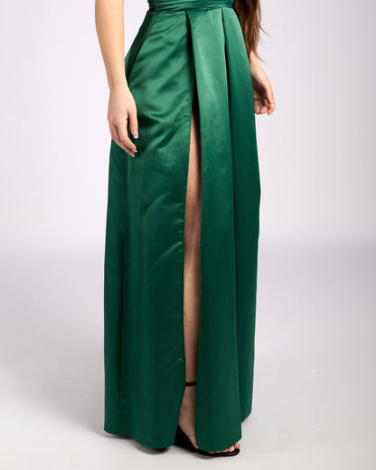 Ofelia Emerald Satin High Slit Dress " evening dresses " foremata gia gamo