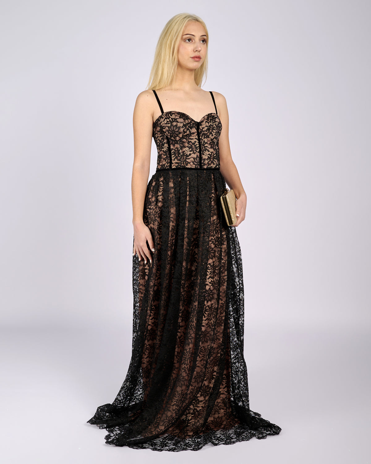 Stefania Black Floral Lace Maxi Dress Evening Dresses Stefania Black Floral Lace Maxi Dress