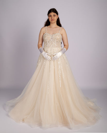 Elisana Nude Princess Bridal Gown Wedding Dresses