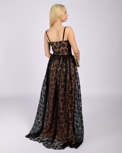 Stefania Black Floral Lace Maxi Dress Evening Dresses Stefania Black Floral Lace Maxi Dress