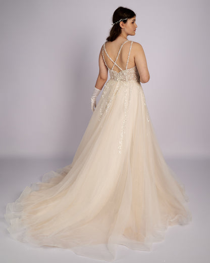 Elisana Nude Princess Bridal Gown Wedding Dresses