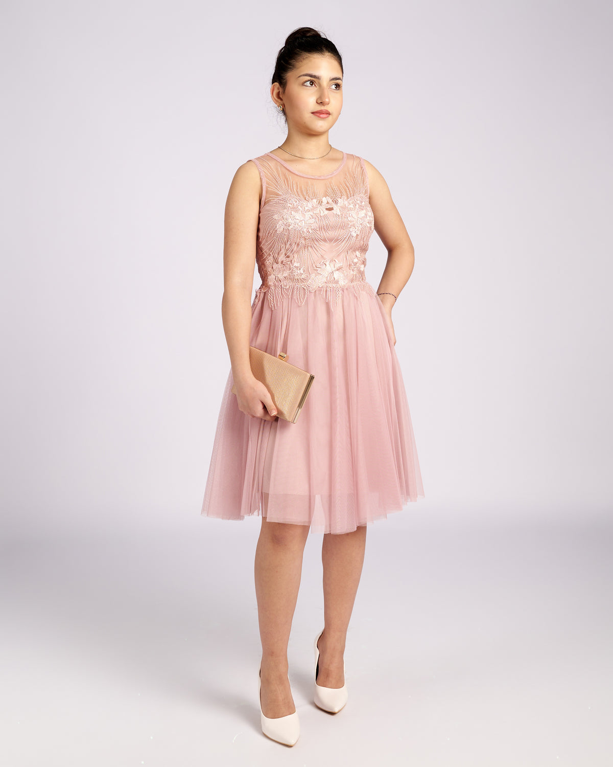Mia Pink Tulle and Lace knee length Dress " evening dresses "