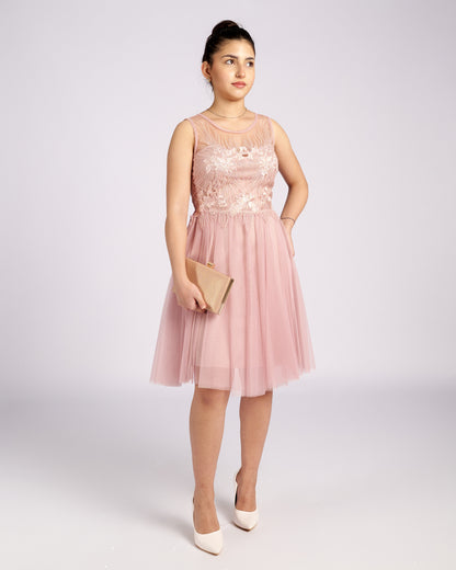 Mia Pink Tulle and Lace knee length Dress " evening dresses "