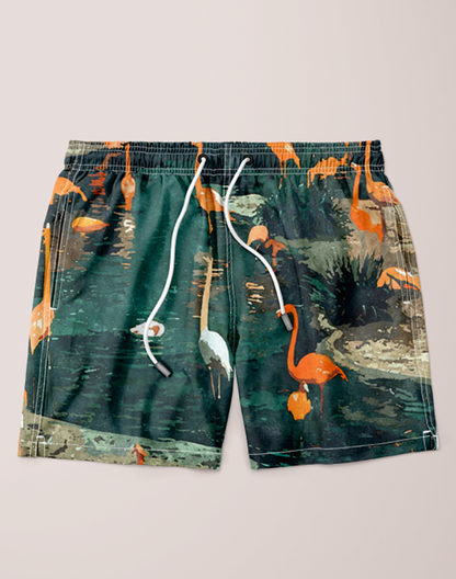 Sky Felix Flamingo Creek Shorts T-shirt featuring vibrant flamingo and tropical design, casual and stylish for summer wear.