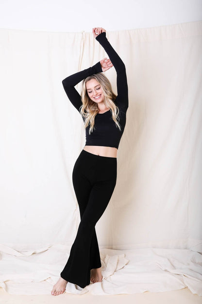 Black flared lounge pants from Periwinkle Aether&