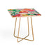 Scorpius Floral Memories side table with a floral-patterned surface and wooden legs, ideal for living room decor.