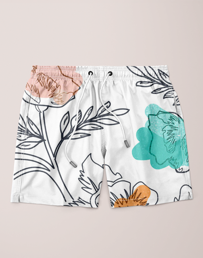 Sky Felix Floral Thoughts Shorts T-shirt featuring vibrant floral pattern and casual fit, displayed on a flat lay.