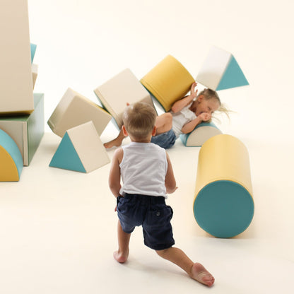 Blue soft-play fortress from Blush Apricot Mega Fort furniture set, featuring a sturdy, colorful play structure for kids.
