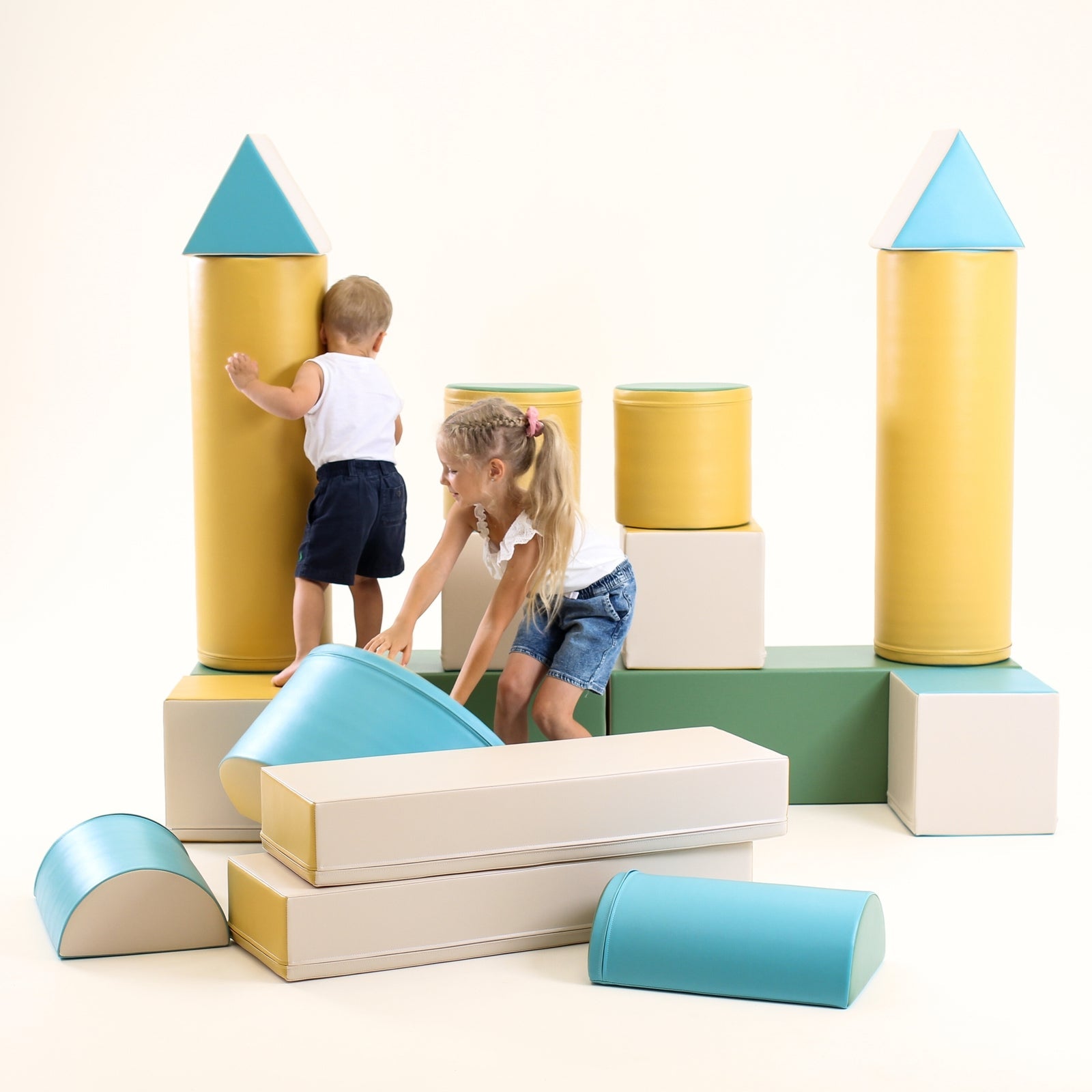 Blue Mega Fort soft play furniture by Blush Apricot, featuring a cozy fortress design for children&