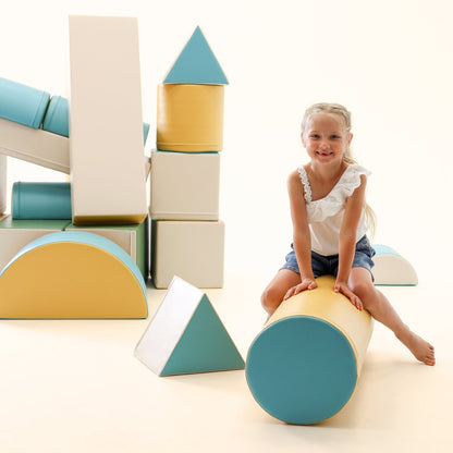 Blue Mega Fort furniture by Blush Apricot, soft play fortress with cushioned walls and a playful design for kids.