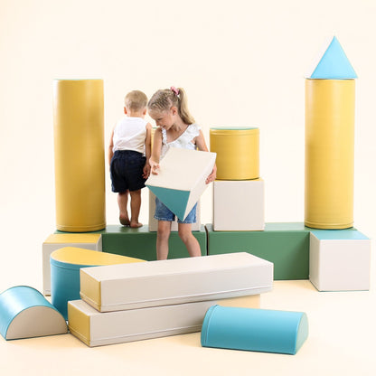 Blush Apricot Mega Fort furniture in blue with soft play materials, designed for kids&
