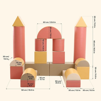 Pink Mega Fort furniture by Blush Apricot, showing a large, colorful play fortress with soft fabric walls and a spacious design.