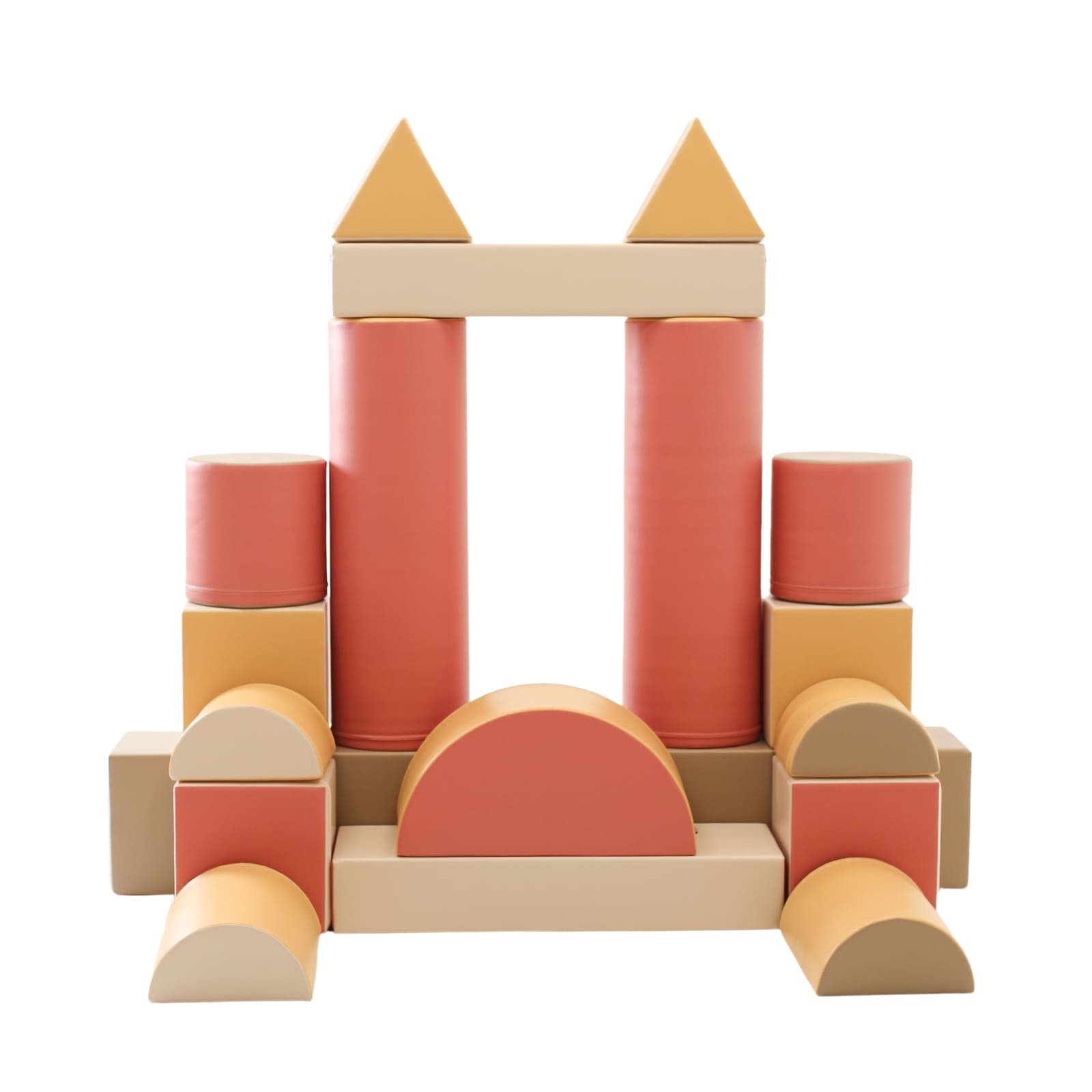 Blush Apricot Mega Fort furniture, a colorful play fortress with windows and a door, ideal for kids&