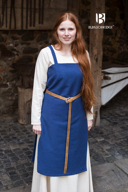 Azure Briseis Viking Dress Frida Blue for festivals and parties, featuring flowing fabric and intricate design details.