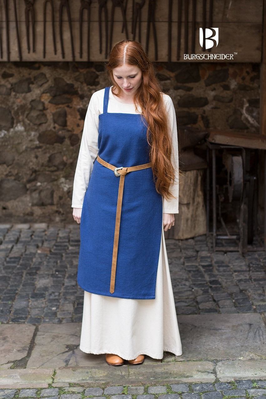Azure Briseis Viking Dress Frida Blue for festivals and parties, shown with flowing fabric and vibrant blue color.