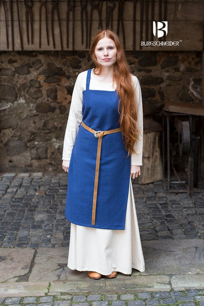 Azure Briseis Viking Dress Frida Blue for festivals and parties, featuring flowing fabric and intricate design in vibrant blue.