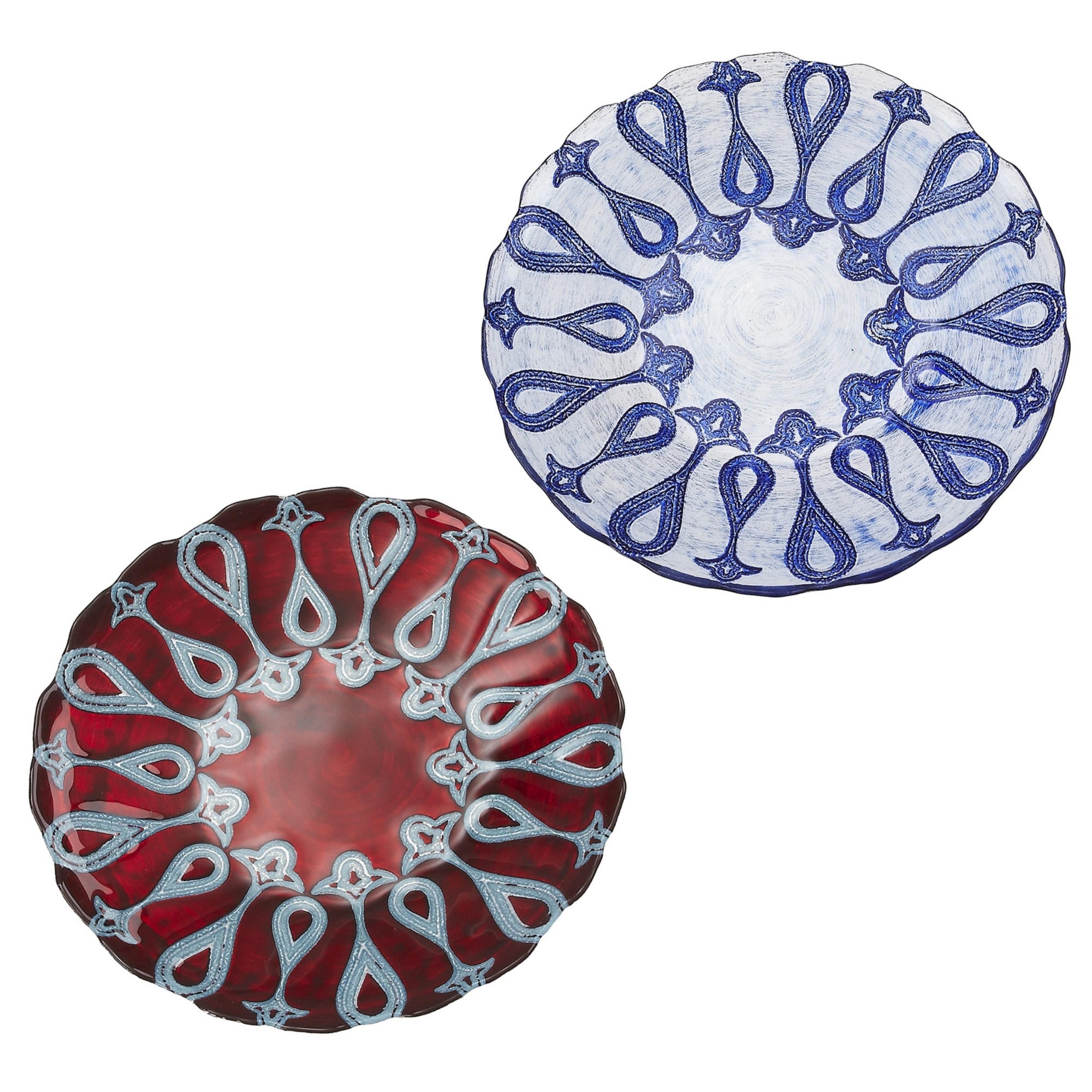 Set of four White Zeus Larissa 8.5-inch salad plates with elegant design for home dining and garden use.