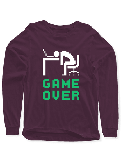 Scorpius Game Over full sleeves T-shirt featuring a bold graphic design on black fabric for casual wear.