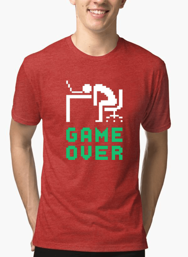 Scorpius Game Over half-sleeves melange T-shirt with graphic print, casual crew neck design, in a soft textured fabric.
