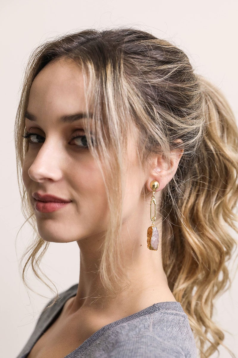 Periwinkle Aether Gem Stone Fashion Earrings with colorful gemstone accents, stylish accessories for elegant or casual outfits