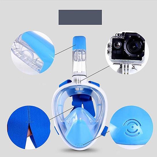 Salmon Lucky full face snorkel mask with adjustable straps, wide viewing window, and soft silicone skirt for comfortable snorkeling.