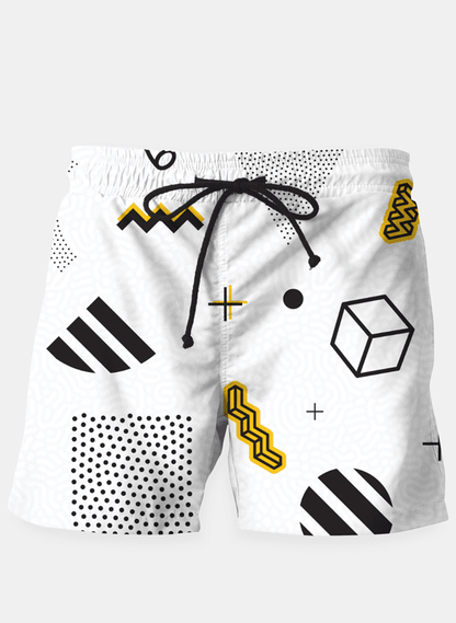 Sky Felix geometric pattern T-shirt featuring bold, colorful designs on a casual short-sleeve shirt.