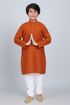 Brown traditional cotton kurta pajama set for kids and babies, size 6-7 years, by Tan Dione, featuring ethnic style and comfortable fabric.