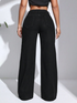 Black women’s high rise cotton denim jeans by Ochre Ourea, size 34, folded showcasing front and back details.