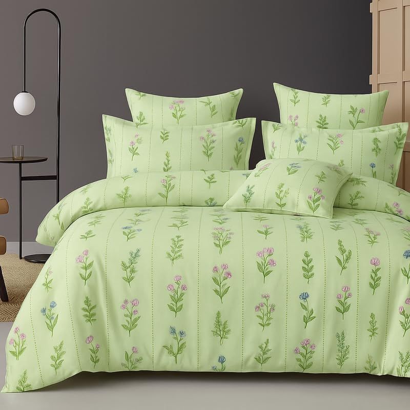 Super king soft cotton bedsheet in green by Violet Achilles, featuring a smooth, comfortable fabric perfect for home bedroom decor.