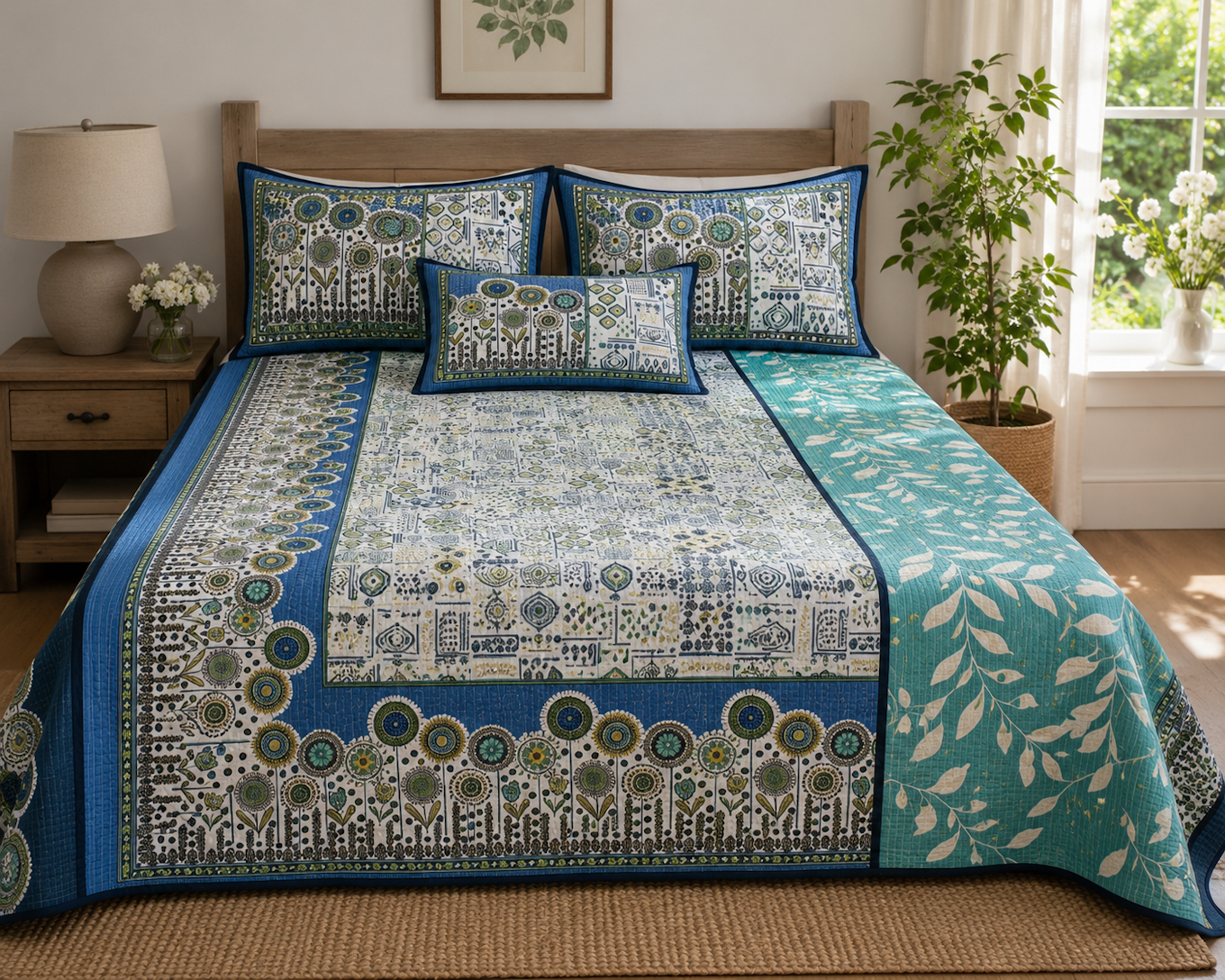 Soft Touch queen size bedsheet set by Amber Cronus with smooth fabric, neatly arranged on a bed for a cozy bedroom setup.