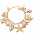 Gold Simba seashell and starfish charm bracelet for women, featuring gold jewelry with marine-inspired charms.