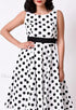 Yellow Castor GB Queen Polka Dot Midi Maxi Dress for women, featuring a flowing silhouette and classic polka dot pattern.