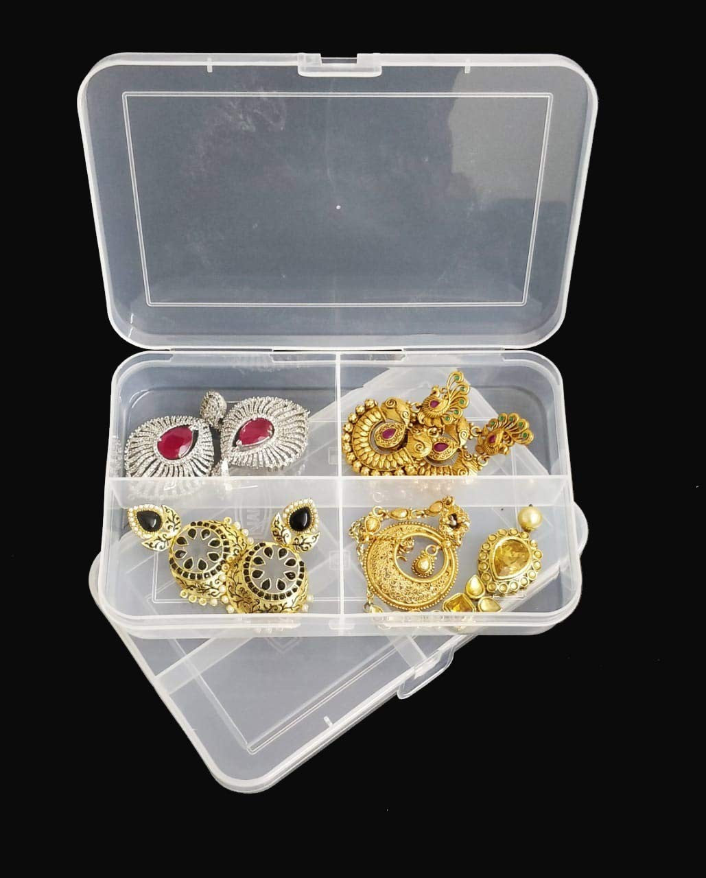 Amber Coco jewelry organizer box with dividers, set of 2, designed for home storage of necklaces, rings, and earrings.