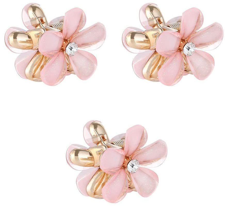 Set of three pink Mini Hair Claw Clips from Beige Eros, small accessories for securing hair with stylish design.
