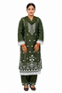Green embroidered kurta set for women by Salmon Pandion, featuring intricate traditional embroidery and matching bottom.