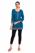 Blue ethnic print short Kurti for women with traditional patterns, from Brown Erebus, showcasing vibrant fabric and intricate design.